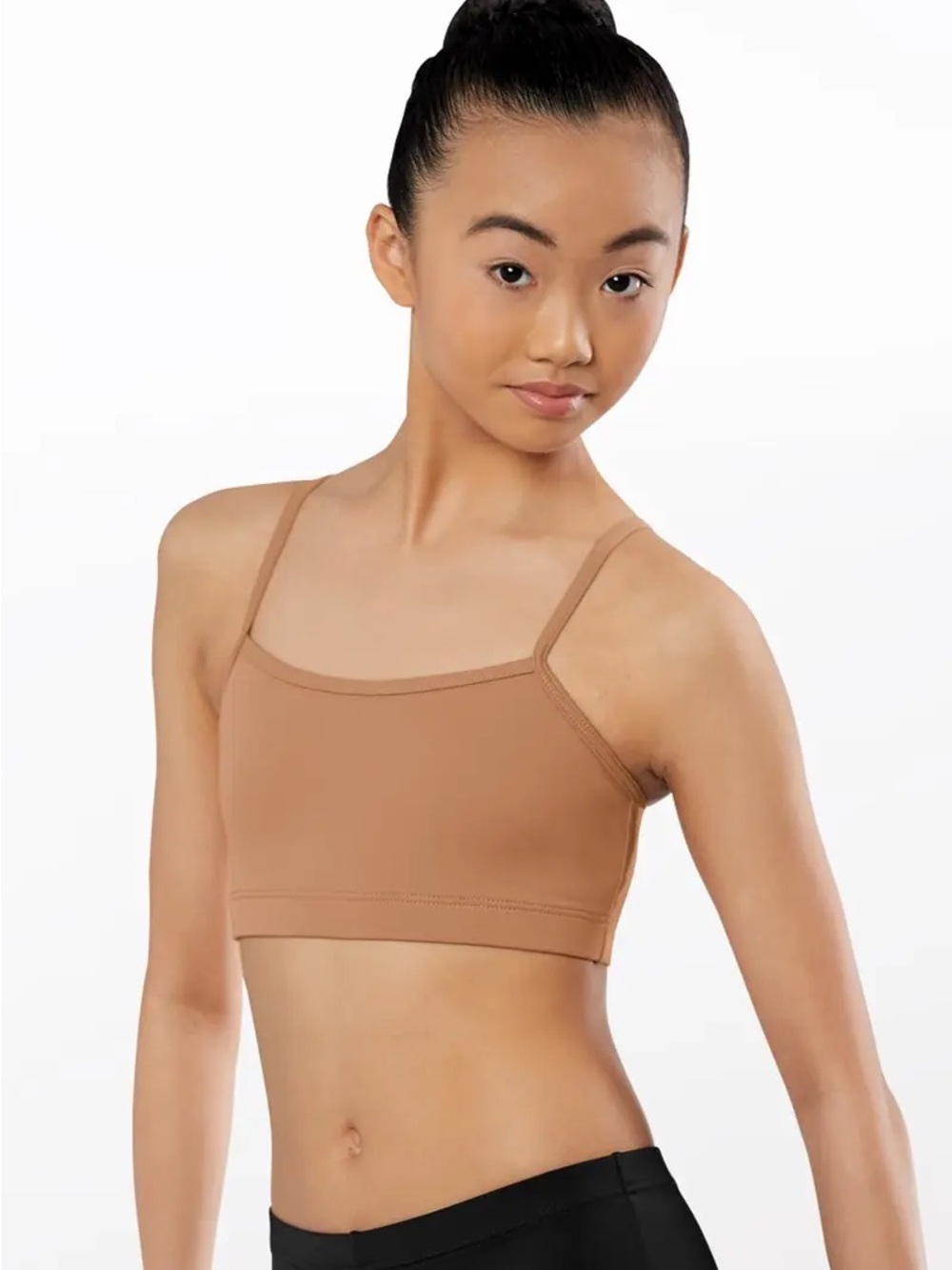 Weissman Square-Neck Crop Bra in Tan